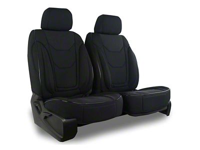 Aegis Cover Airmesh Low Back Bucket Seat Covers with Memory Foam Booster; Black/Black (11-25 RAM 1500 w/ Front Bench Seat)