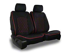 Aegis Cover Leatherette Low Back Bucket Seat Covers with Diamond Insert; Black/Red Piping (11-25 RAM 1500 w/ Front Bench Seat)