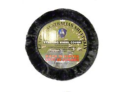 Sheepskin Steering Wheel Cover; Charcoal (Universal; Some Adaptation May Be Required)