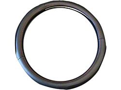 Leather with Suede Steering Wheel Cover; Black/Red (Universal; Some Adaptation May Be Required)
