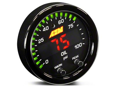 AEM Electronics X-Series Oil Pressure Gauge; Electrical (Universal; Some Adaptation May Be Required)