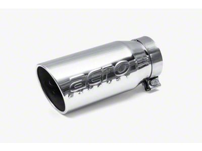 Aero Exhaust Rolled Edge Angle Cut Exhaust Tip; 5-Inch; Polished (Fits 4-Inch Tailpipe)