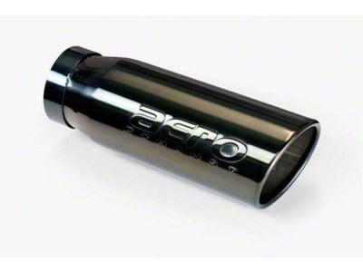 Aero Exhaust Angled Cut Rolled End Stainless Steel Round Exhaust Tip; 5-Inch; Black Chrome (Fits 4-Inch Tailpipe)
