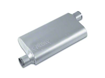 Street Series Street Flow 3 Chamber Aluminized Offset/Offset Muffler; 2.50-Inch Inlet/2.50-Inch Outlet (Universal; Some Adaptation May Be Required)