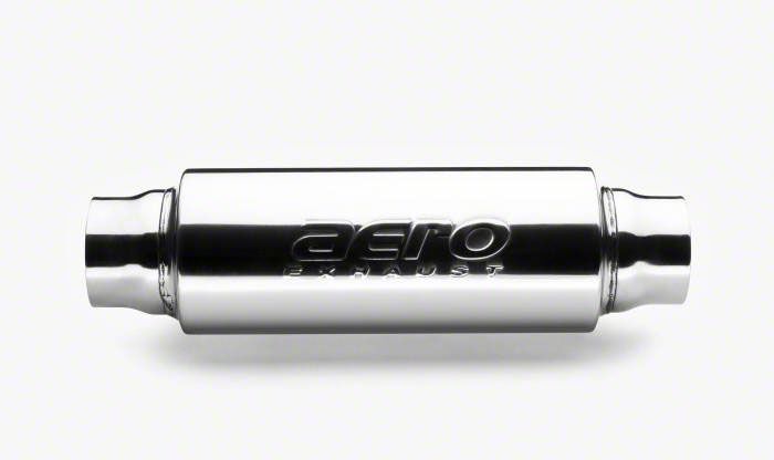 thumbnail image 2 of Pair Of 2.5” Inlet/Outlet Performance Mufflers – 5” Round Body – 409 Stainless Steel 2 of 3