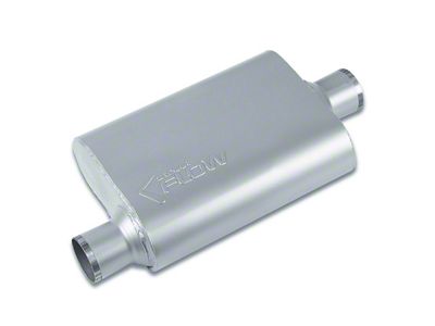 Street Series Street Flow 2 Chamber Aluminized Offset/Center Muffler; 2.50-Inch Inlet/2.50-Inch Outlet (Universal; Some Adaptation May Be Required)