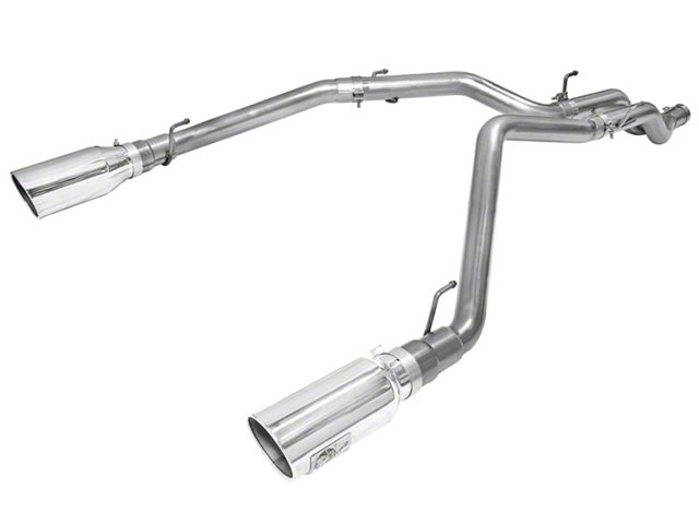 AFE Large Bore-HD 3-Inch DPF-Back Dual Exhaust System with 5-Inch Polished Tips; Rear Exit (14-18 3.0L EcoDiesel RAM 1500)