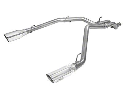 AFE Large Bore-HD 3-Inch DPF-Back Dual Exhaust System with 5-Inch Polished Tips; Rear Exit (14-18 3.0L EcoDiesel RAM 1500)