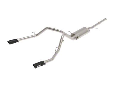 AFE Apollo GT Series 3-Inch Dual Exhaust System with Black Tips; Rear Exit (09-18 4.3L Sierra 1500)