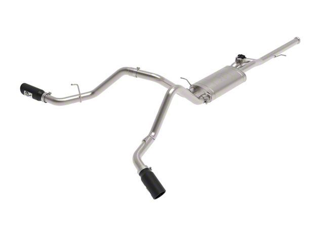 AFE Gemini XV 3-Inch Dual Exhaust System with Black Tips; Side Exit (14-18 4.3L Sierra 1500)