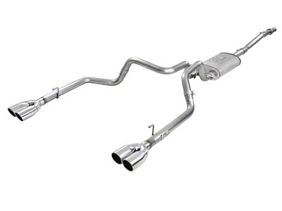 AFE Vulcan Series 3 to 2.50-Inch Dual Exhaust System with Polished Tips; Rear Exit (19-24 5.3L Sierra 1500 w/o Factory Dual Exhaust)