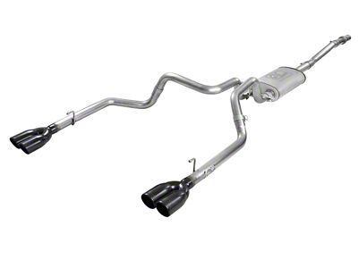 AFE Vulcan Series 3 to 2.50-Inch Dual Exhaust System with Black Tips; Rear Exit (19-25 5.3L Silverado 1500 w/o Factory Dual Exhaust)