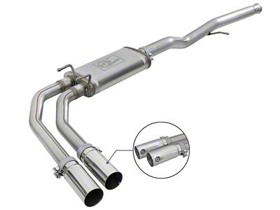 AFE Rebel Series 3 to 2.50-Inch Dual Exhaust System with Polished Tips; Middle Side Exit (14-18 5.3L Sierra 1500)