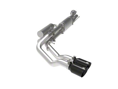 AFE Rebel Series 3-Inch Dual Exhaust System with Black Tips; Middle Side Exit (17-22 6.2L F-350 Super Duty)