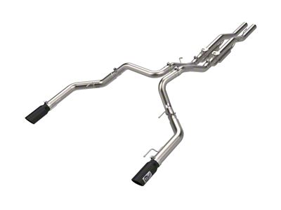 AFE Vulcan Series 3 to 3-1/2-Inch Dual Exhaust System with Black Tips; Rear Exit (23-26 F-150 Raptor R)