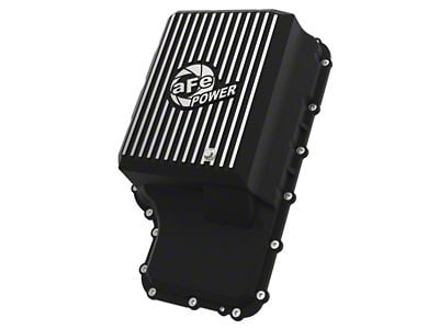 AFE Pro Series Transmission Pan with Machined Fins; Black (20-22 F-250 Super Duty)