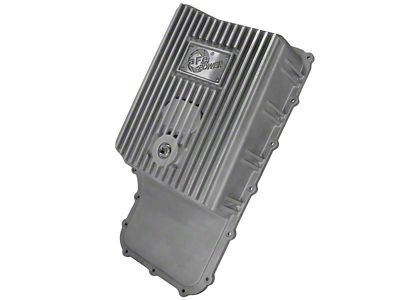 AFE Street Series Transmission Pan with Machined Fins; Raw (11-22 6.7L Powerstroke F-250 Super Duty)