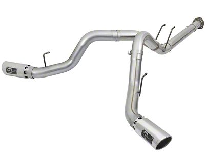 AFE ATLAS 4-Inch DPF-Back Dual Exhaust System with Polished Tips; Side Exit (17-22 6.7L Powerstroke F-350 Super Duty)