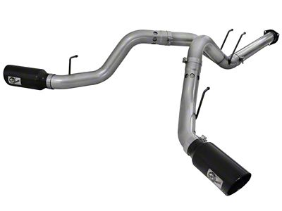 AFE Large Bore-HD 4-Inch DPF-Back Dual Exhaust System with Black Tips; Side Exit (11-14 6.7L Powerstroke F-350 Super Duty)