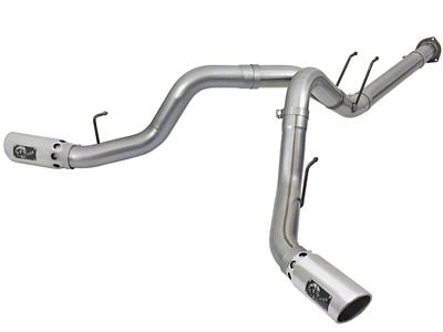 AFE Large Bore-HD 4-Inch DPF-Back Dual Exhaust System with Polished Tips; Side Exit (17-22 6.7L Powerstroke F-350 Super Duty)