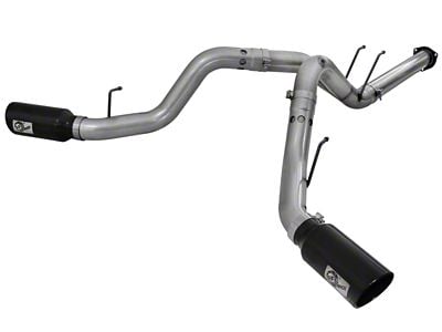 AFE Large Bore-HD 4-Inch DPF-Back Dual Exhaust System with Black Tips; Side Exit (15-16 6.7L Powerstroke F-350 Super Duty)