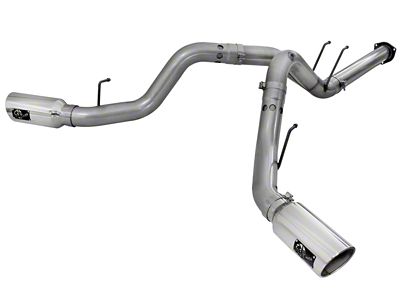AFE Large Bore-HD 4-Inch DPF-Back Dual Exhaust System with Polished Tips; Side Exit (15-16 6.7L Powerstroke F-350 Super Duty)