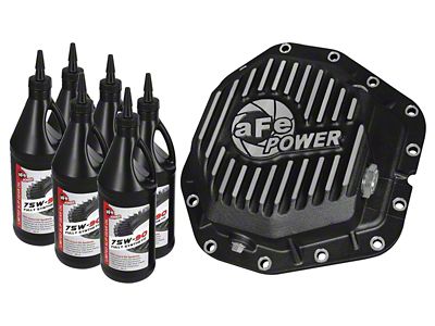 AFE Pro Series Rear Differential Cover with 75w-90 Gear Oil; Black; Dana M300-14 (17-22 6.7L Powerstroke F-350 Super Duty)
