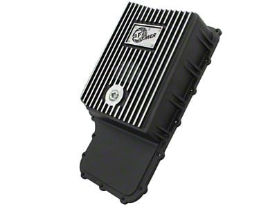 AFE Pro Series Transmission Pan with Machined Fins; Black (11-22 6.7L Powerstroke F-350 Super Duty)