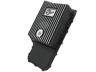 AFE Pro Series Transmission Pan with Machined Fins; Black (11-22 6.7L Powerstroke F-350 Super Duty)