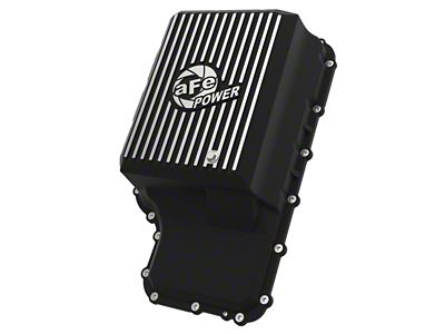 AFE Pro Series Transmission Pan with Machined Fins; Black (20-22 F-350 Super Duty)