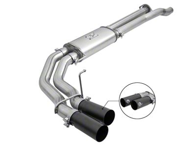 AFE Rebel Series 3-Inch Dual Exhaust System with Black Tips; Middle Side Exit (17-20 F-150 Raptor)