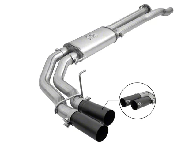 AFE Rebel Series 3-Inch Dual Exhaust System with Black Tips; Middle Side Exit (17-20 F-150 Raptor)