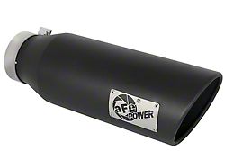 AFE MACH Force-XP 409 Stainless Steel Exhaust Tip; 6-Inch; Black; Passenger Side (Fits 4-Inch Tailpipe)