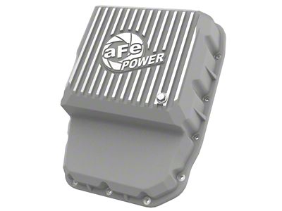 AFE Street Series Transmission Pan with Machined Fins; Raw (13-23 6.7L RAM 3500 w/ 68RFE Transmission)