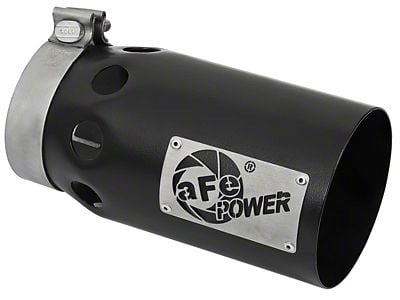 AFE Rebel XD Series 409 Stainless Steel Exhaust Tip; 5-Inch; Black; Passenger Side (Fits 4-Inch Tailpipe)