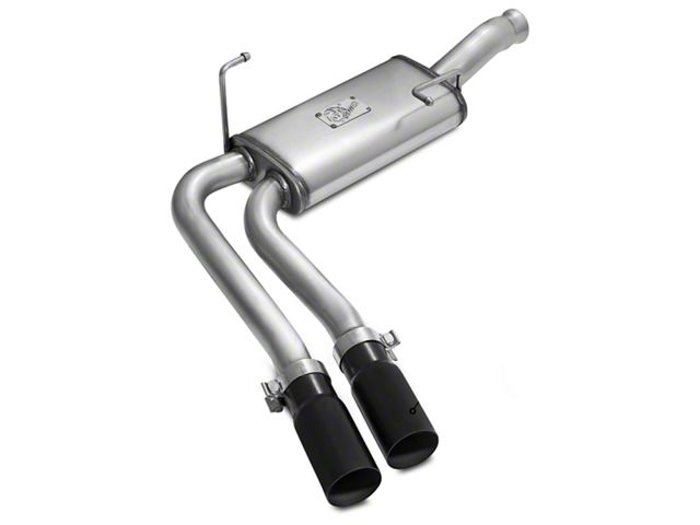 AFE Rebel Series 3 to 2.50-Inch Dual Exhaust System with Black Tips; Middle Side Exit (09-13 4.3L Sierra 1500)