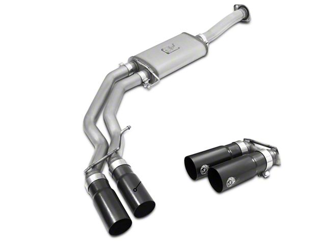 AFE Rebel Series 3 to 2.50-Inch Dual Exhaust System with Black Tips; Middle Side Exit (15-20 5.0L F-150)