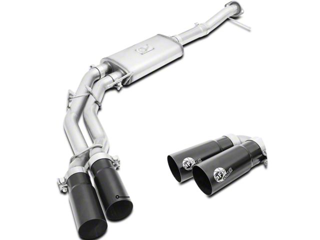AFE Rebel Series 3 to 2.50-Inch Dual Exhaust System with Black Tips; Middle Side Exit (09-10 4.6L F-150)