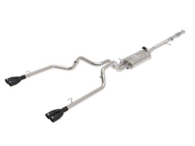 AFE Gemini XV 3-Inch Dual Exhaust System with Black Tips; Rear Exit (19-24 5.3L Sierra 1500 w/ Factory Dual Exhaust)