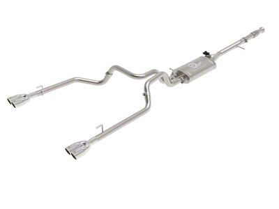 AFE Gemini XV 3-Inch Dual Exhaust System with Polished Tips; Rear Exit (19-24 5.3L Sierra 1500 w/ Factory Dual Exhaust)