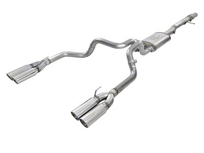 AFE Vulcan Series 4 to 3-Inch Dual Exhaust System with Polished Tips; Rear Exit (19-25 6.2L Sierra 1500 w/ Factory Dual Exhaust)