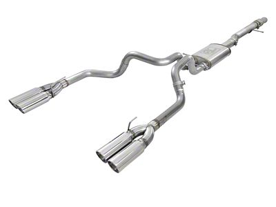 AFE Vulcan Series 4 to 3-Inch Dual Exhaust System with Polished Tips; Rear Exit (19-24 6.2L Sierra 1500 w/ Factory Dual Exhaust)