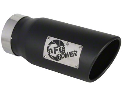 AFE MACH Force-XP 409 Stainless Steel Exhaust Tip; 5-Inch; Black; Passenger Side (Fits 4-Inch Tailpipe)