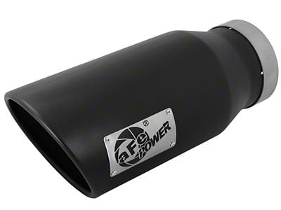 AFE MACH Force-XP 409 Stainless Steel Exhaust Tip; 7-Inch; Black; Driver Side (Fits 5-Inch Tailpipe)