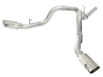 AFE ATLAS 4-Inch DPF-Back Dual Exhaust System with Polished Tips; Side Exit (11-16 6.6L Duramax Sierra 2500 HD)