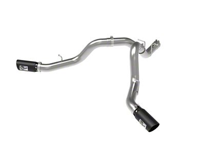 AFE Large Bore-HD 4-Inch DPF-Back Dual Exhaust System with Black Tips; Side Exit (20-25 6.6L Duramax Sierra 2500 HD)