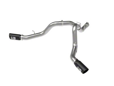 AFE Large Bore-HD 4-Inch DPF-Back Dual Exhaust System with Black Tips; Side Exit (20-24 6.6L Duramax Sierra 2500 HD)