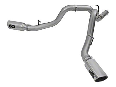 AFE Large Bore-HD 4-Inch DPF-Back Dual Exhaust System with Polished Tips; Side Exit (2016 6.6L Duramax Sierra 2500 HD)