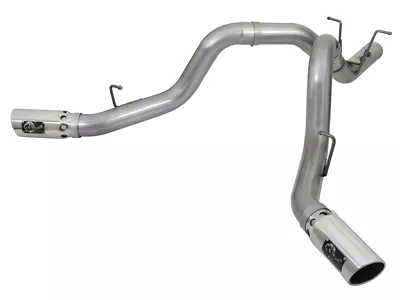 AFE Large Bore-HD 4-Inch DPF-Back Dual Exhaust System with Polished Tips; Side Exit (17-19 6.6L Duramax Sierra 2500 HD)