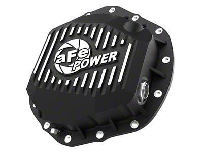 AFE Pro Series Rear Differential Cover with Machined Fins; Black (20-24 Sierra 2500 HD)